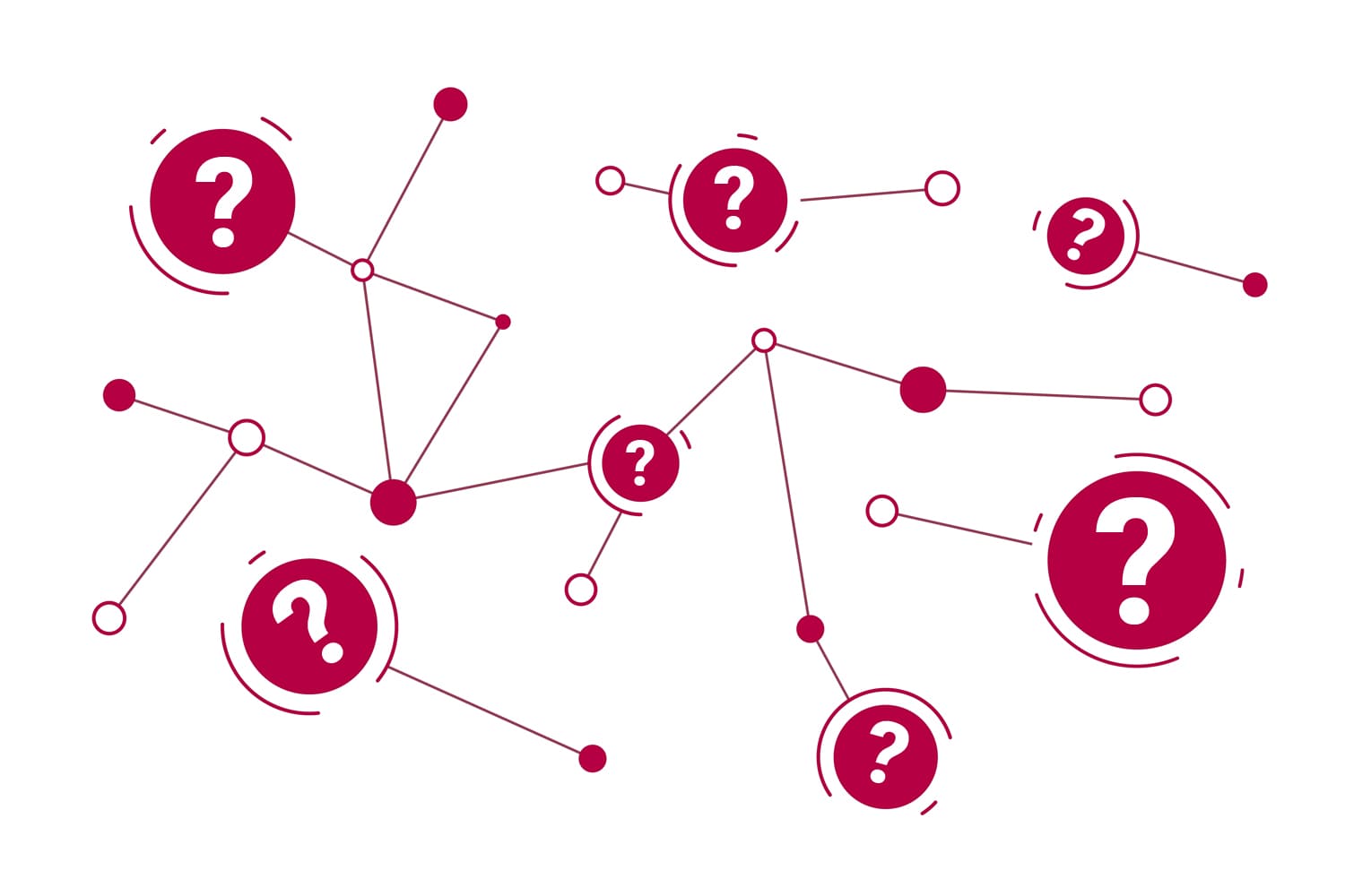 multiple question marks in blue and red